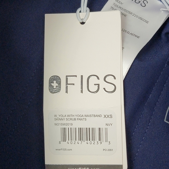 Figs Navy Yola With Yoga HighWaisted Waistband Skinny Scrub Pants Sz XXS NEW - Picture 14 of 16